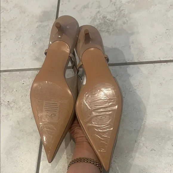 Mango Patent Pointed Slingback Pumps in Taupe Beige - Picture 3 of 4